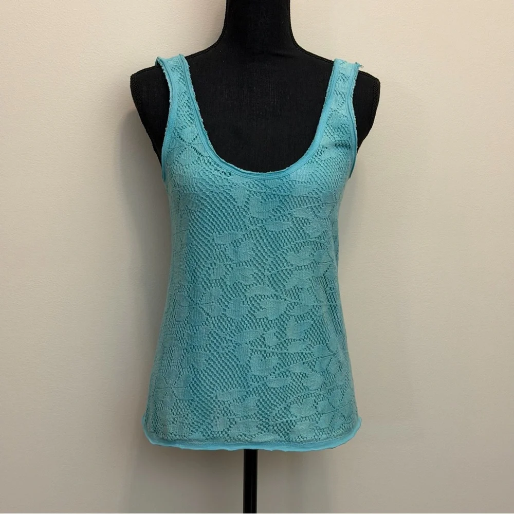 NWT‎ Free People Boho Hippie Eyelet Lace Tank Womens M Washed Tea Tie Dye Floral